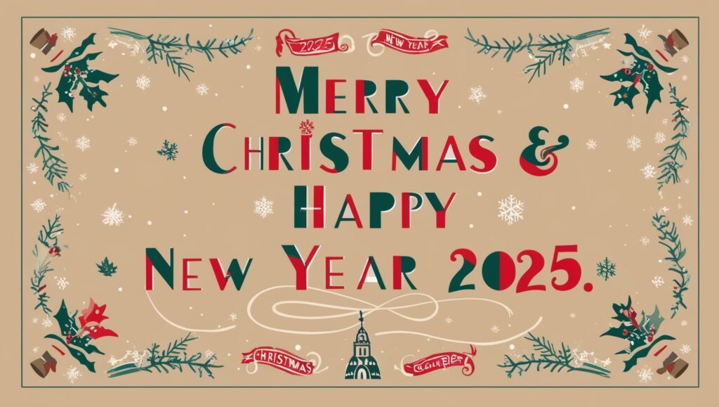 christmas and happy new year greeting card 2025