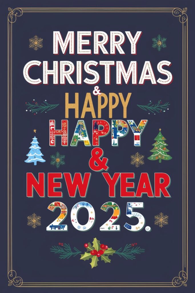 merry christmas and happy new year 2025 background