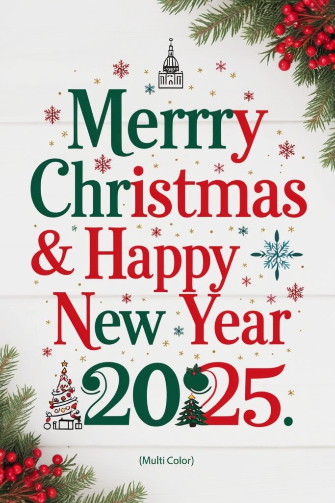 merry christmas and happy new year greeting card 2025